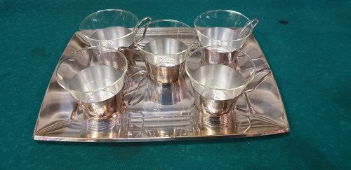 theeglazen op verzilverd dienblad, Ophalen of Verzenden, 'T Olde Gre-j, Info@toldegrej.nl, Endepoelstraat 20f Didam
