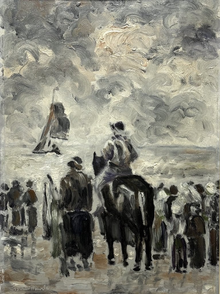 1200. Acrylschilderij, W.B. van Marle – strand tafereel