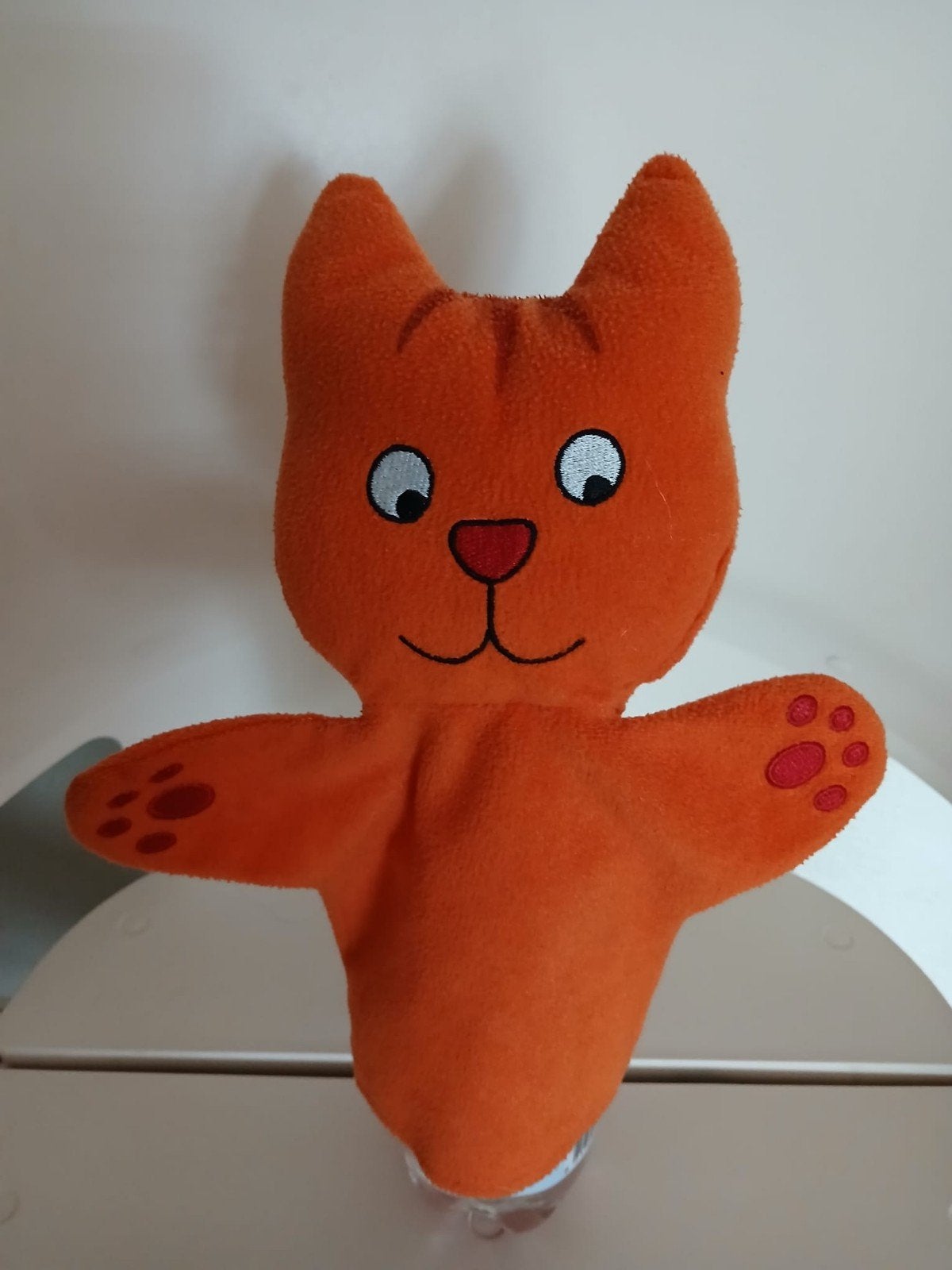Handpop Dikkie Dik 25 cm, Oranje, Ophalen of Verzenden, Zo goed als nieuw, Kat
