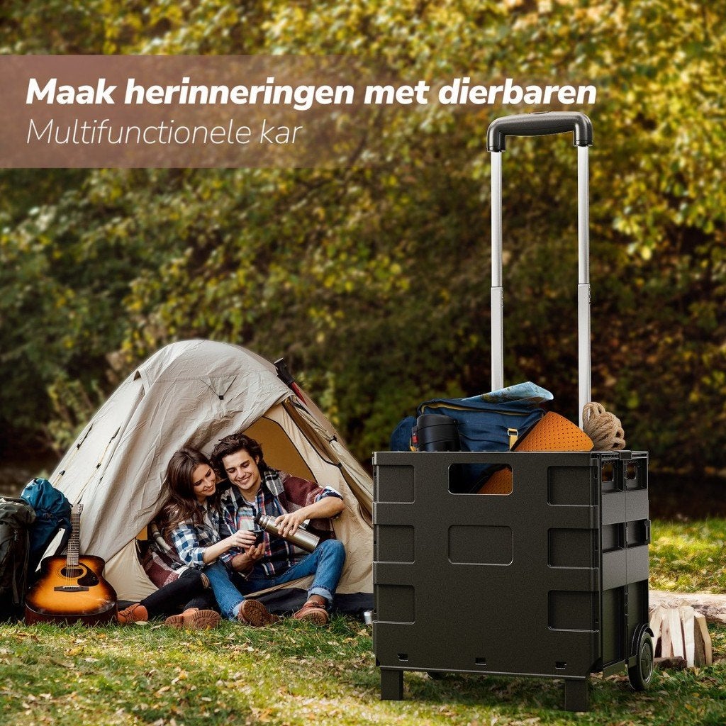Boodschappentrolley-50L – Opvouwbare Boodschappenkrat, 40 tot 60 cm, 30 cm of meer, Zwart, Nieuw