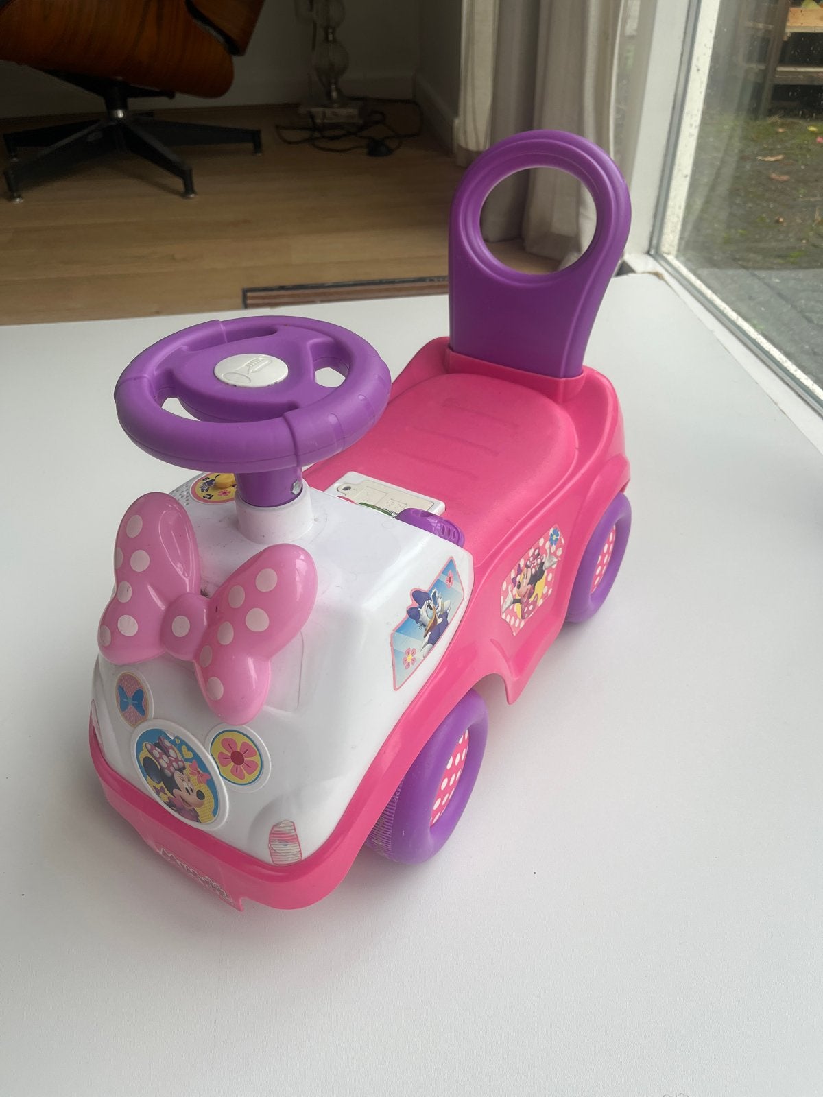 Minnie Mouse loopauto met geluid en duwstang, Ophalen, Gebruikt, Loopvoertuig