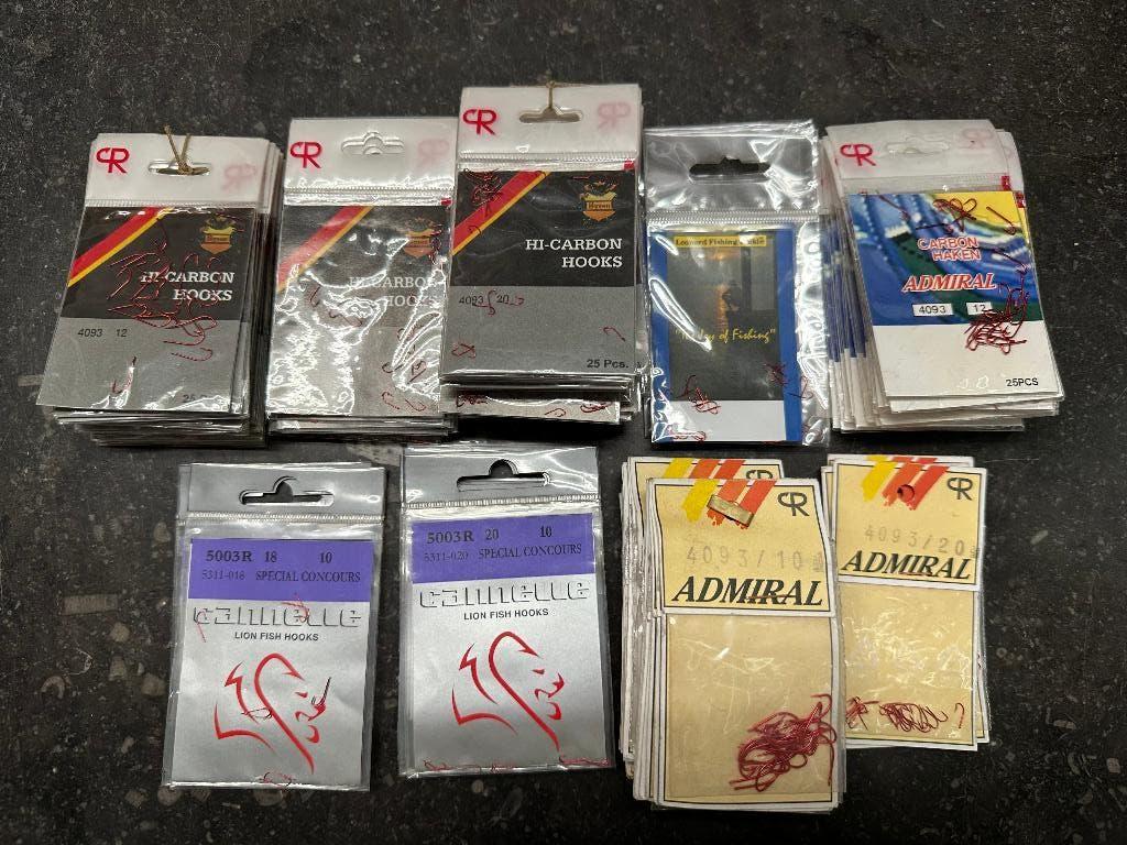 124 zakjes rode vishaken - SET 1 diverse maten, Watersport en Boten, Overige typen, Nieuw, Ophalen of Verzenden, Nvt