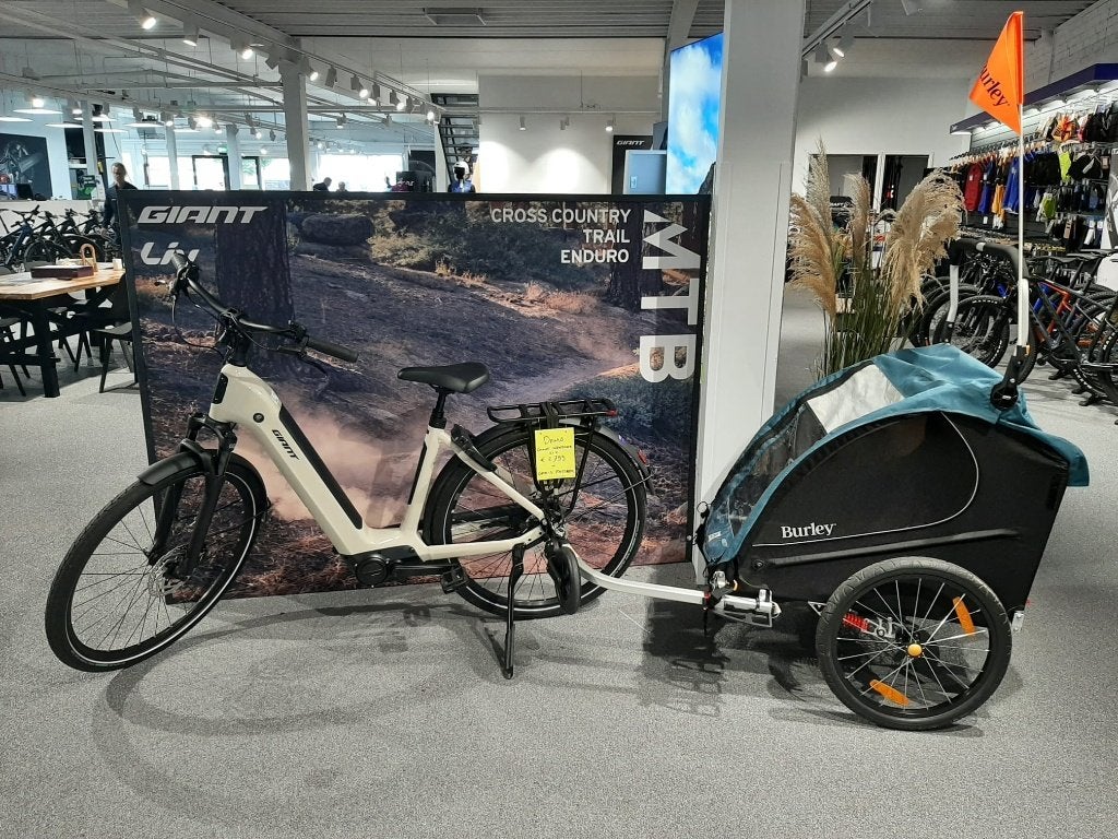 DemoDeal: Giant Newtour E+ 2 met GRATIS Burley fietskar, Ophalen, Giant, Zo goed als nieuw, 47 tot 51 cm