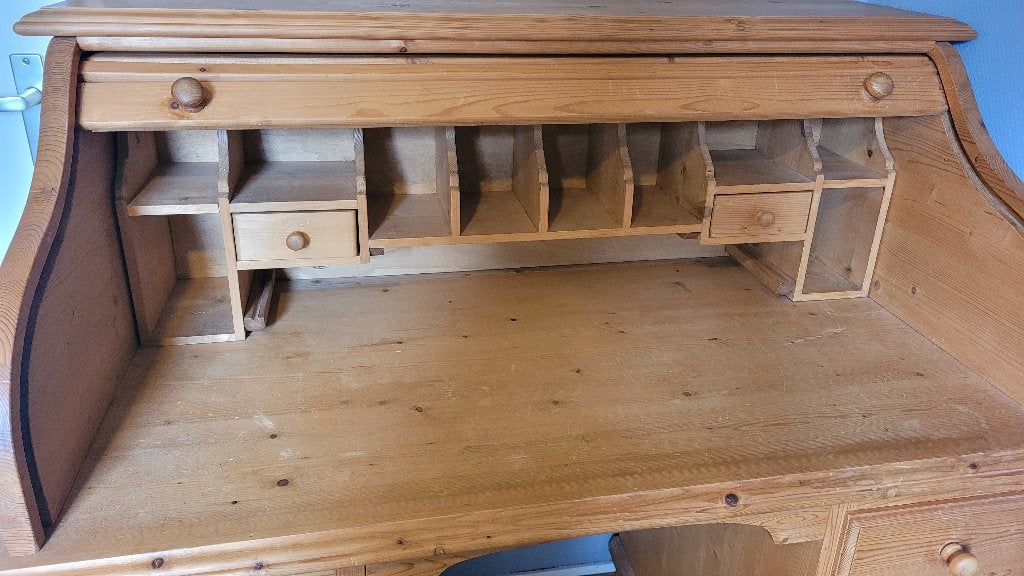 Massief vurenhouten secretaire, Ophalen, Gebruikt