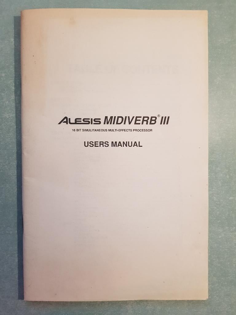 HANDLEIDING Alesis - Midiverb III=Midiverb 3=original manual, Muziek en Instrumenten, Effecten, Ophalen of Verzenden, Zo goed als nieuw