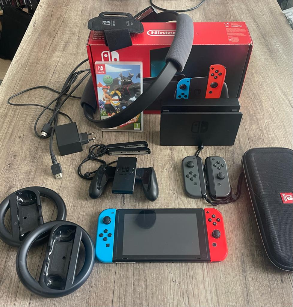 Nintendo Switch 2019 complete set met Ring Fit Adventure, Switch 2019 Upgrade, Met games, Ophalen of Verzenden, Zo goed als nieuw