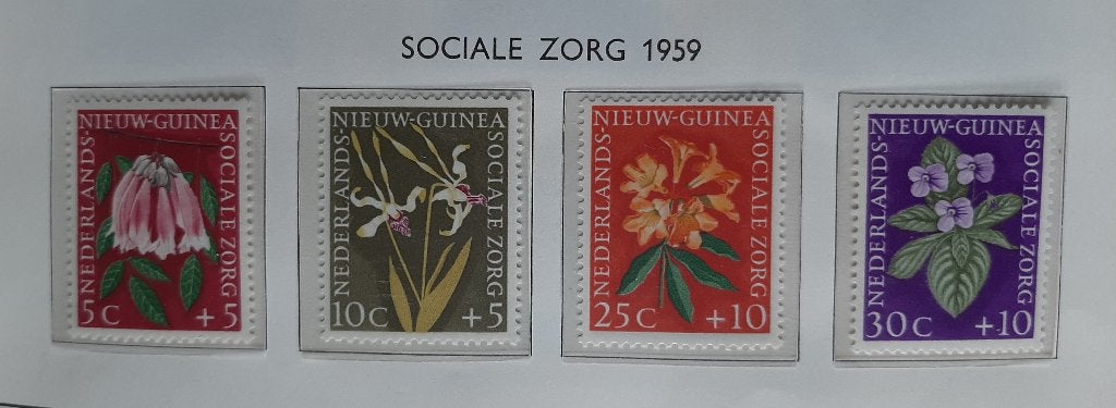 1959 Nederlands Nieuw Guinea Sociale zorg bloemen Nvph 57-60, Postzegels en Munten, Postzegels | Nederlands-Indië en Nieuw-Guinea