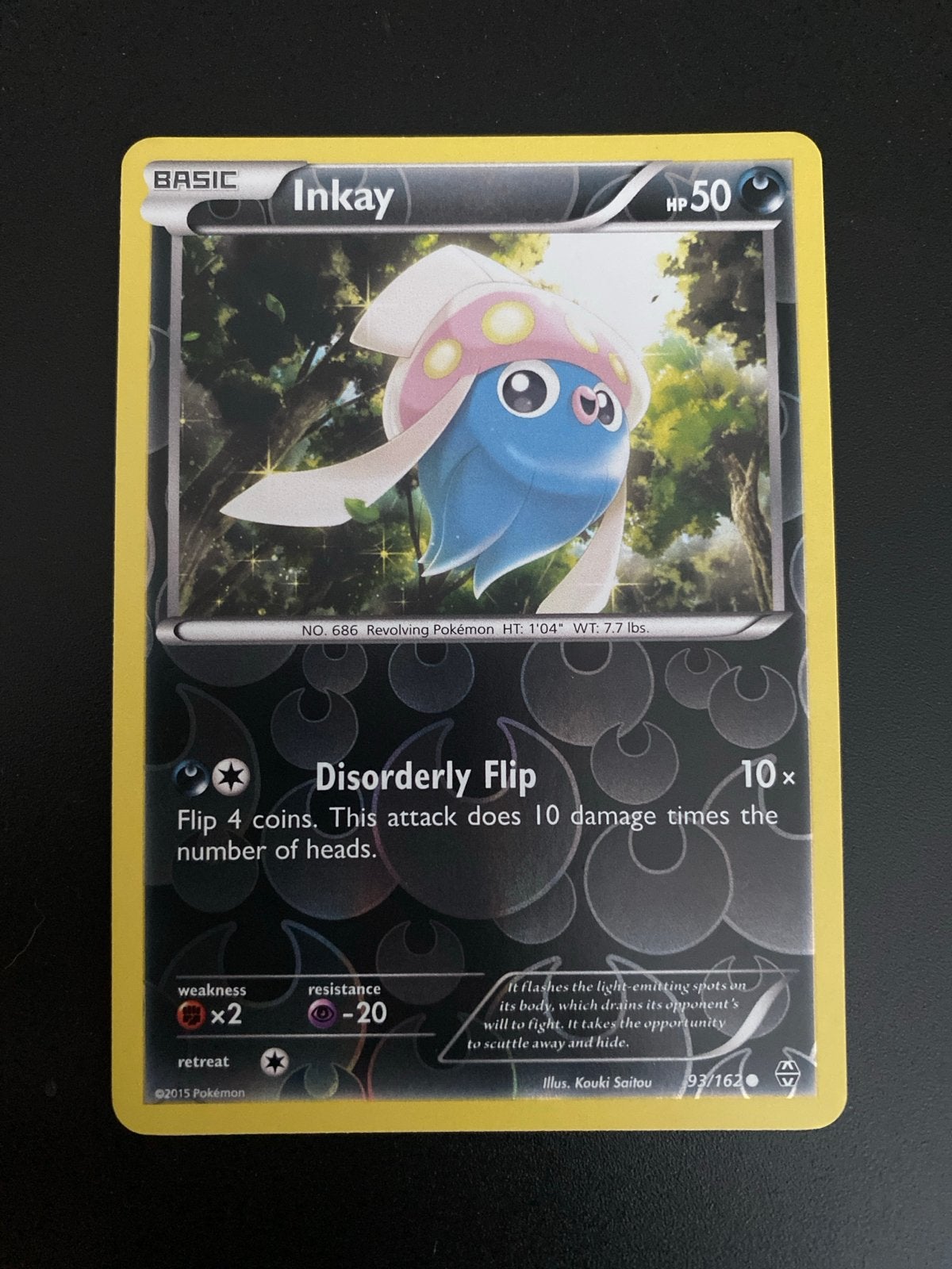 Inkay 93/162 Rev. Holo XY BreakThrough (2015) NM!, Ophalen of Verzenden, Zo goed als nieuw, Losse kaart, Foil