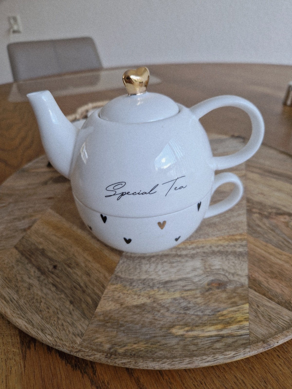 Riviera Maison Special Tea theepot met kopje, Overige merken, Keramiek, Landelijk/Boerenbont, Ophalen of Verzenden