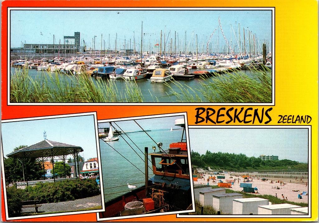 Groeten uit Breskens - 4 ansichtkaarten, Verzamelen, Ansichtkaarten | Nederland, Verzenden, 1960 tot 1980, Gelopen, Zeeland