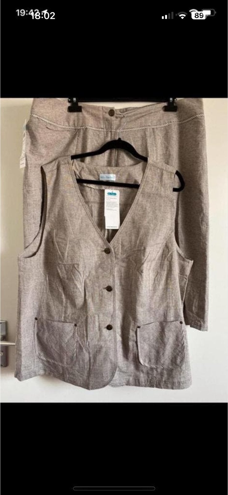 Ulla Popken linnen set: gilet en culotte, maat 54, Beige, Maat 46/48 (XL) of groter, Nieuw, Ophalen of Verzenden