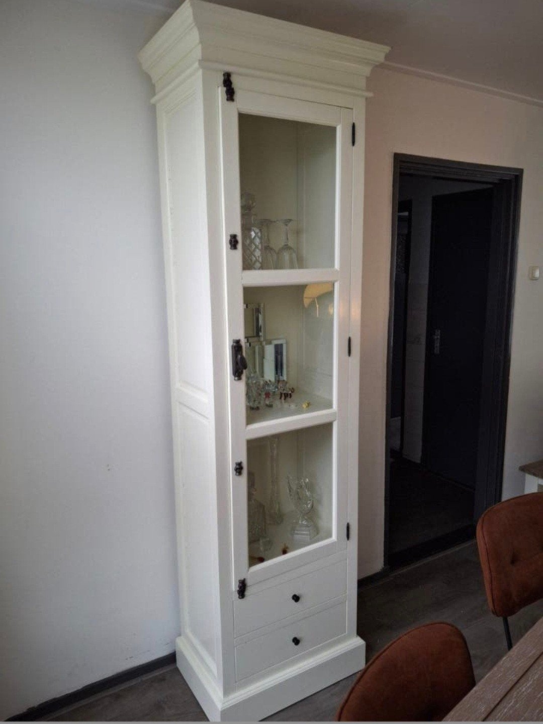 Vitrinekast zeer mooi, Huis en Inrichting, Kasten | Vitrinekasten, Ophalen, 50 tot 100 cm, Zo goed als nieuw, 150 tot 200 cm