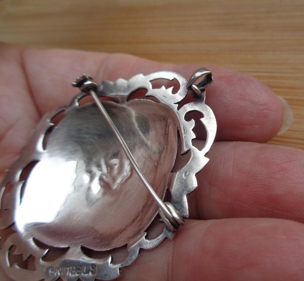 zilveren broche/hanger SIAM niello met dansers [1025], 4 tot 7 cm, Verzenden, Zo goed als nieuw, Zilver