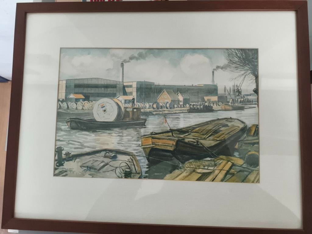 Litho Bernard van Vlijmen - Kabelfabriek Delft ingelijst, Ophalen