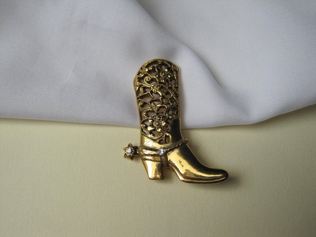 Broche cowboylaars filigrain bloemmotief/rijnsteentjes, Met kristal, Overige materialen, Overige kleuren, Verzenden