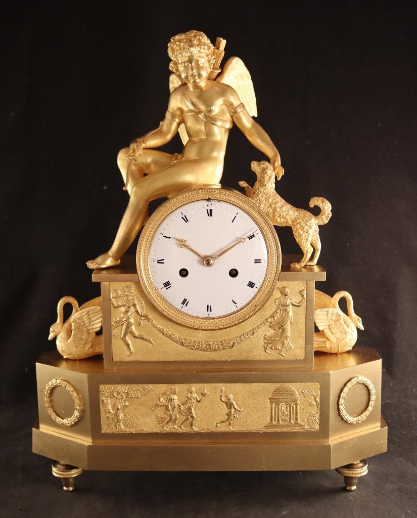 Vuurvergulde Directoire pendule, Antiek en Kunst, Ophalen of Verzenden