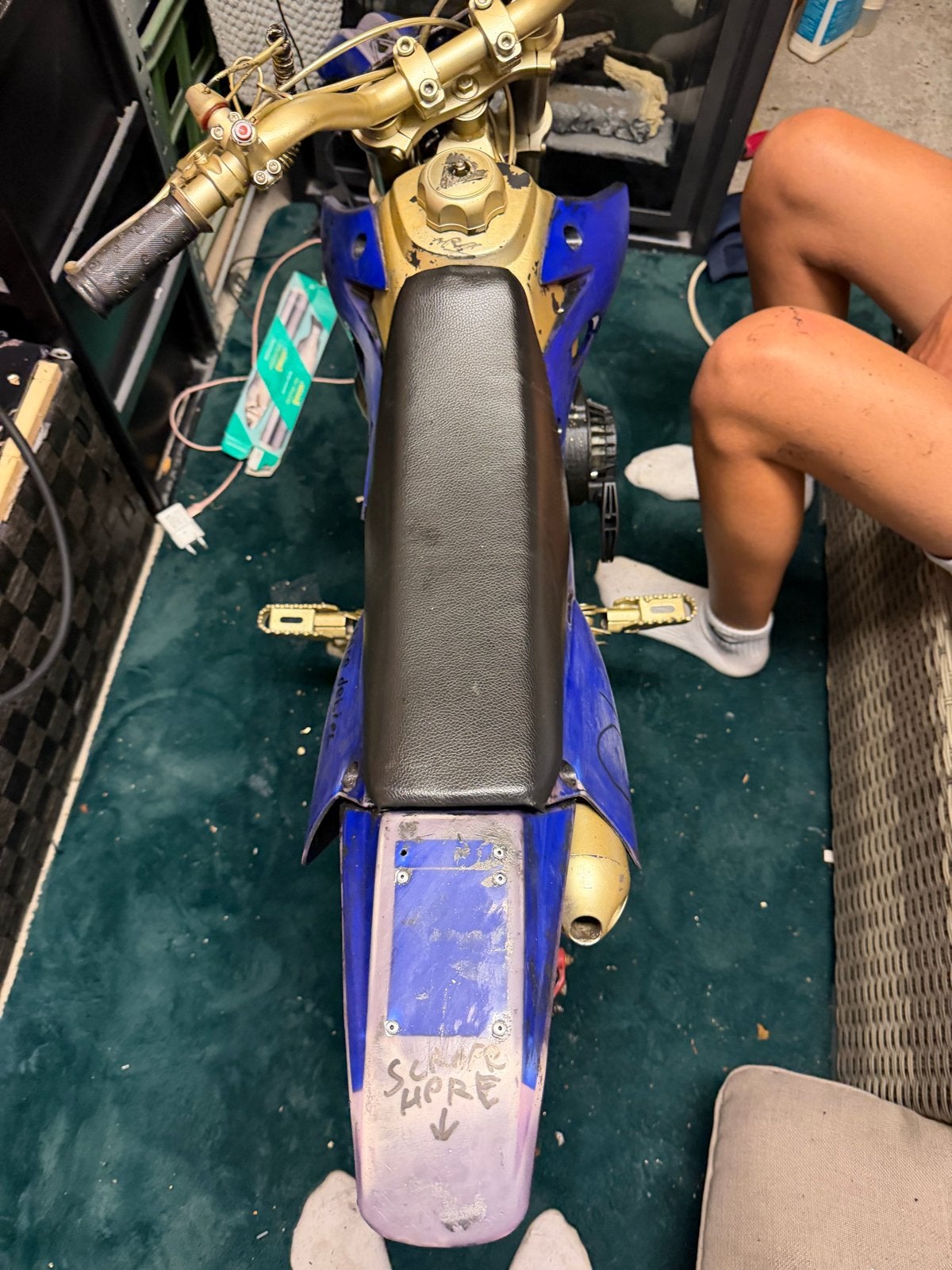Mini Dirtbike / Pitbike - Blauw en Goud, Ophalen, Gebruikt, Schijfrem, Dirtbike