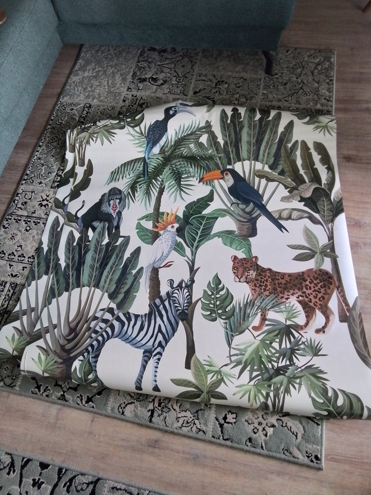 Posterbehang, jungle. Voor kinderkamer., Huis en Inrichting, Ophalen, Fotobehang, Dieren