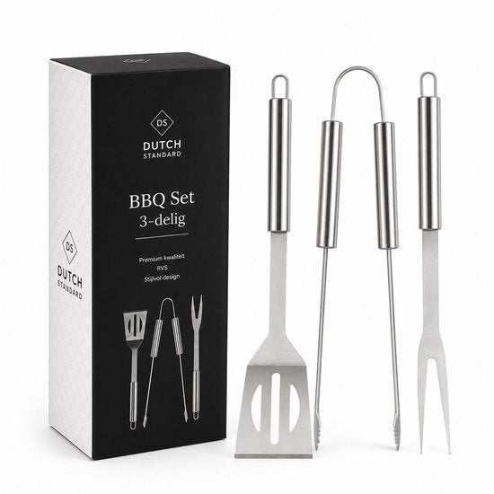 BBQ-gereedschapset 3-delig RVS, Ophalen of Verzenden, Nieuw