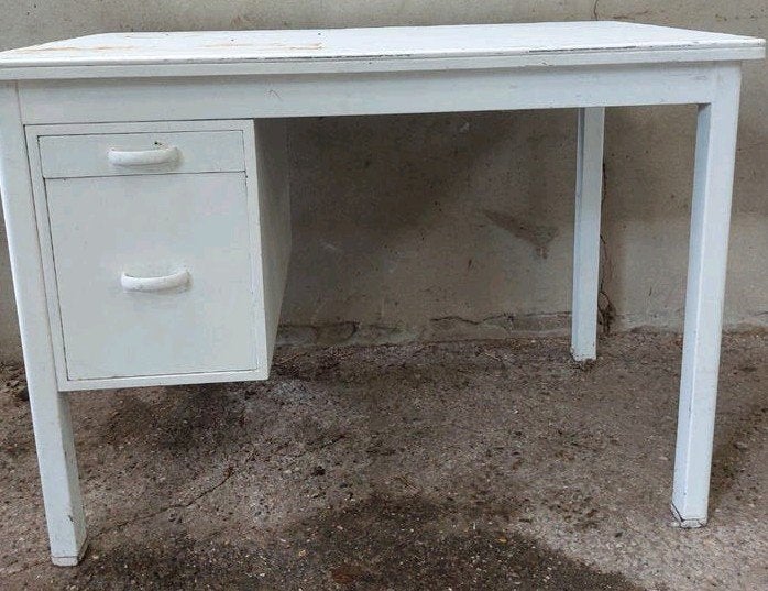Vintage metalen bureau met lades - 100x60x70 cm, Ophalen