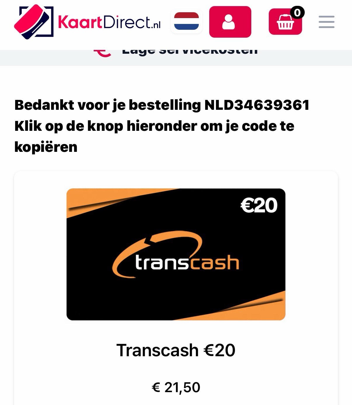 GIFTCARD TRANSCASH, Tickets en Kaartjes, Kortingen en Cadeaubonnen, Eén persoon, Cadeaubon