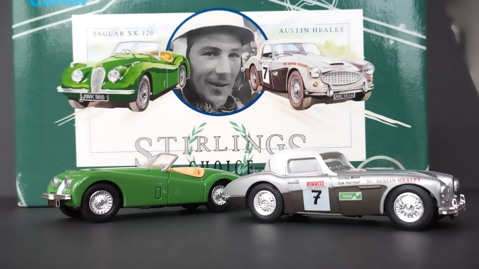 Austin Healey Jaguar XK Stirling Moss set 1:43 Corgi Pol, Auto, ., Nieuw, Corgi Classics