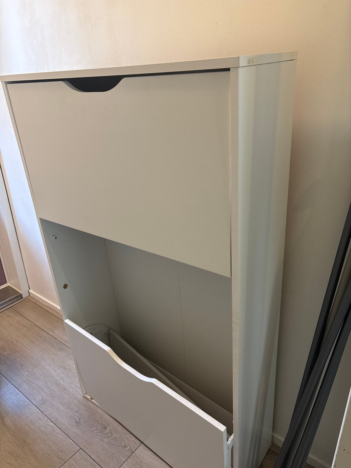 Witte schoenenkast met twee vakken, Huis en Inrichting, Ophalen of Verzenden, Gebruikt