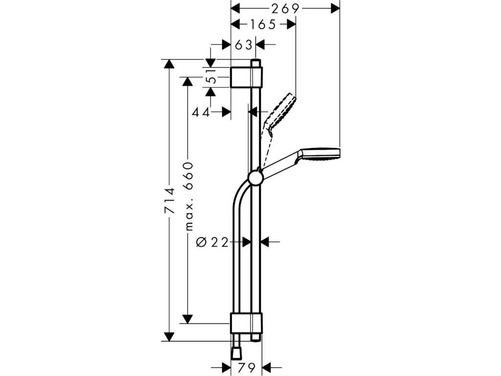 Hansgrohe crometta vario 72cm glijstang (Doucheset)*nieuw*, Hansgrohe, Hansgrohe 1, Nieuw, Ophalen of Verzenden