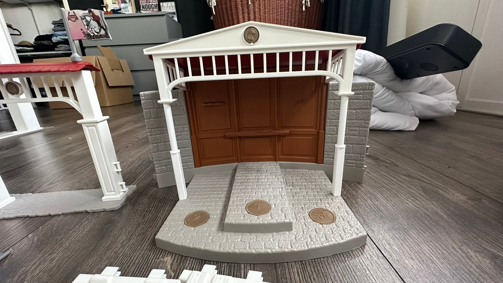 Schleich springparcours + auto met paardentrailer – €75, Ophalen, Gebruikt