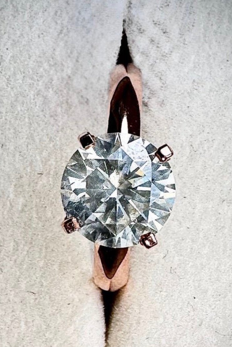 Prachtige 14k Roségouden Ring 2.53ct Diamant zie Certificaat, Overige kleuren, Nieuw, Ophalen of Verzenden, 17 tot 18