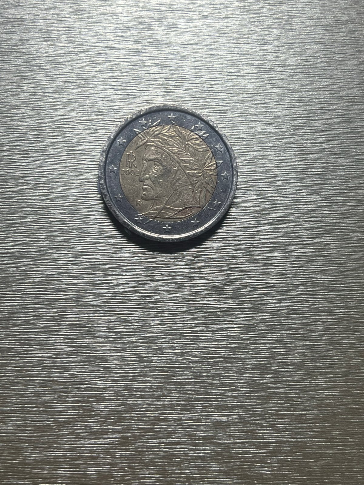 2 Euro munt Italië 2002 Dante Alighieri, Postzegels en Munten, Munten | Europa | Euromunten, Verzenden, Italië, 2 euro, Losse munt