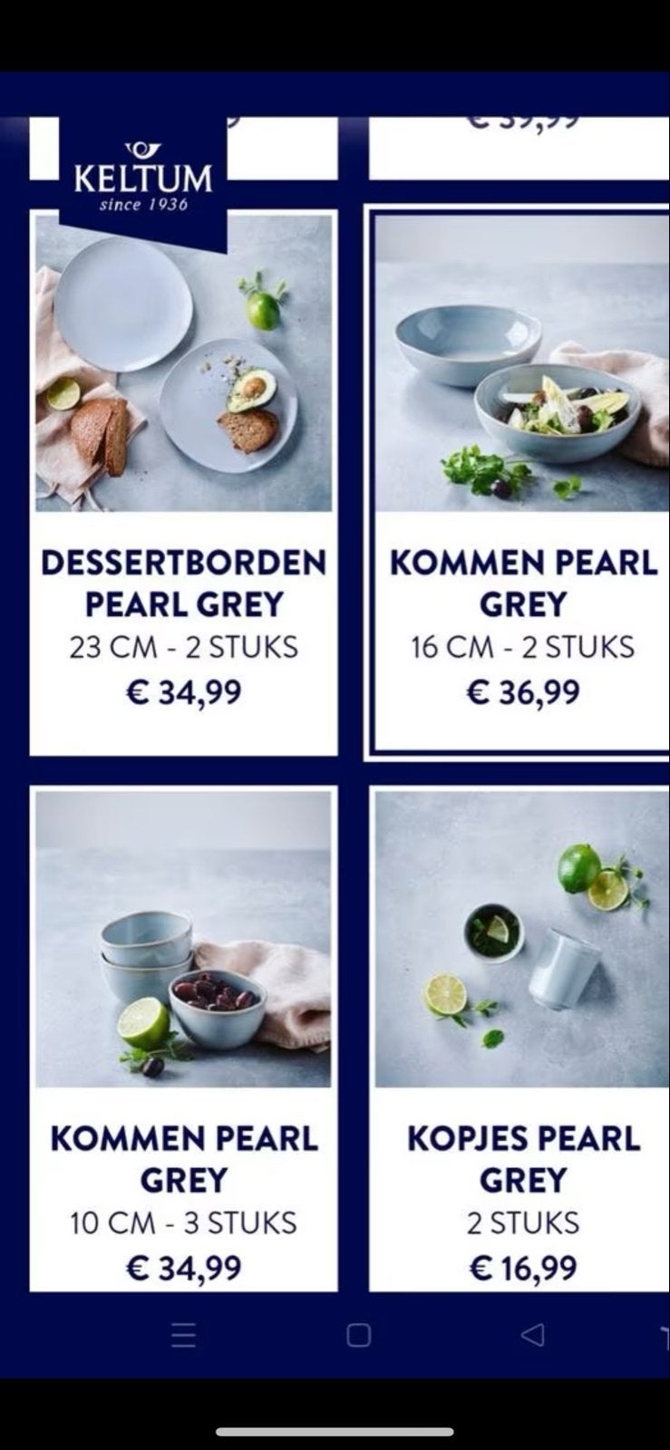 Keltum Pearl Grey Servies: Borden, Kommen & Mokken, Overige merken, Verzenden, Keramiek, Nieuw