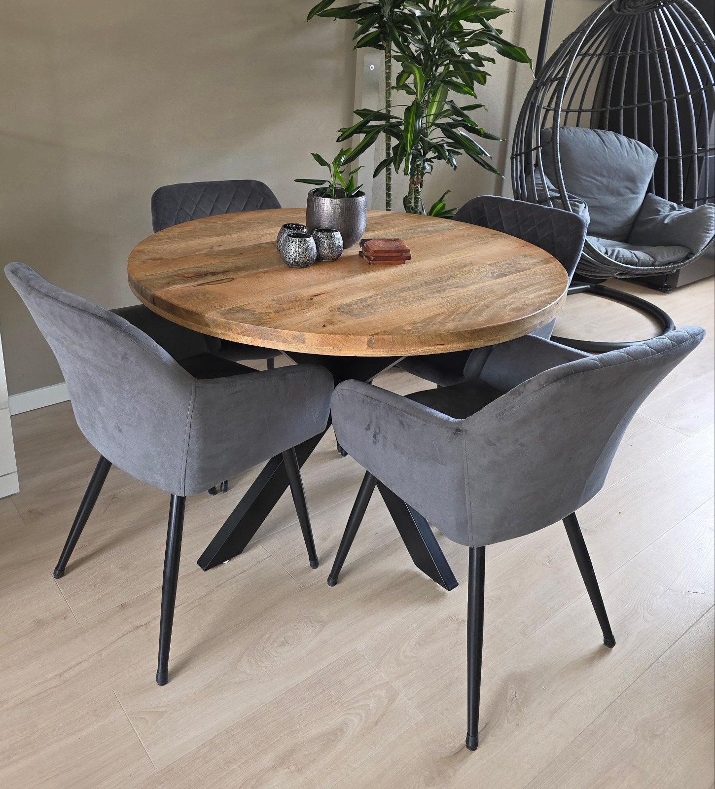 4 eetkamerstoelen antraciet, Ophalen, Zo goed als nieuw, Vier, Stof