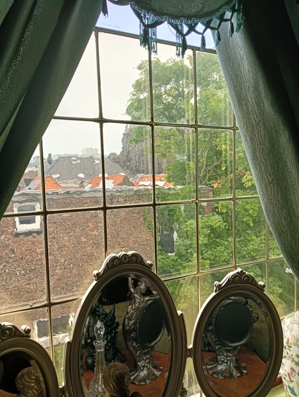 Glas in messing/koper raam, Doe-het-zelf en Verbouw, Glas en Ramen, Ophalen of Verzenden, Minder dan 80 cm, Gevelraam of Ruit