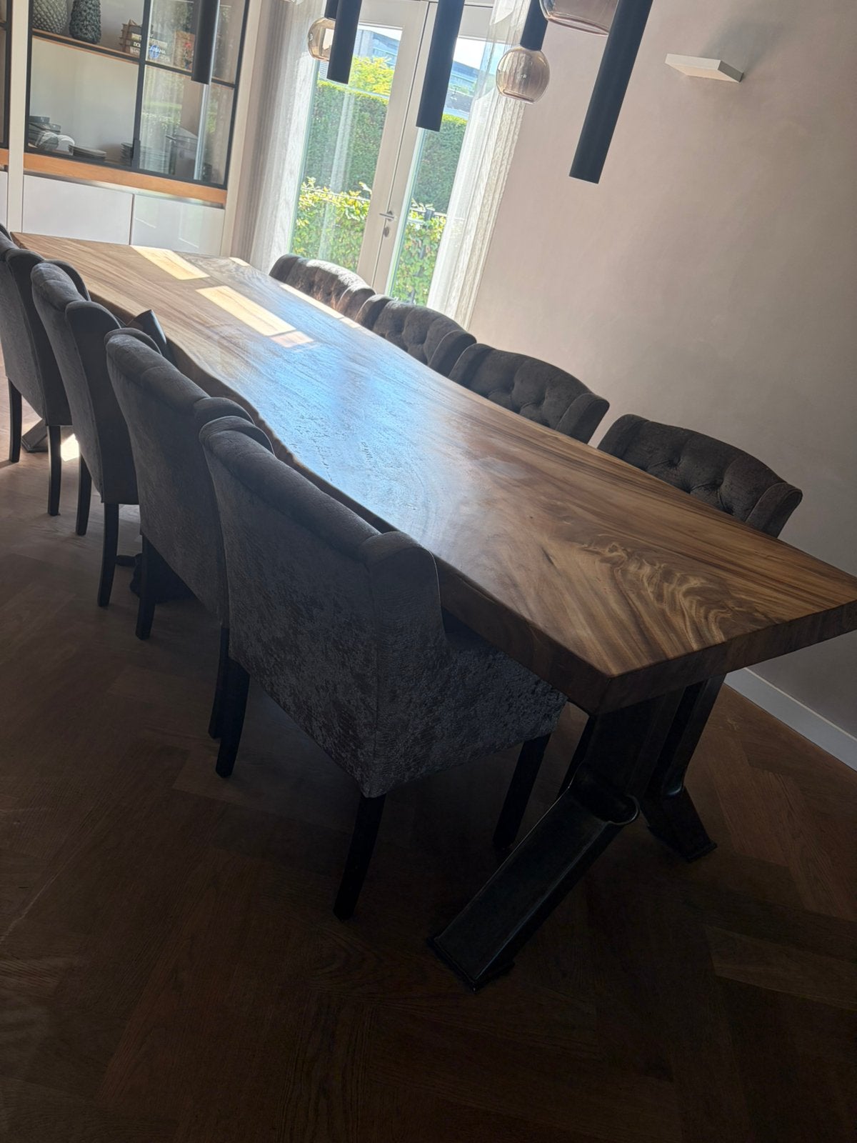 Boomstam tafel 3 meter lang, Huis en Inrichting, Ophalen, Gebruikt, 200 cm of meer, 50 tot 100 cm