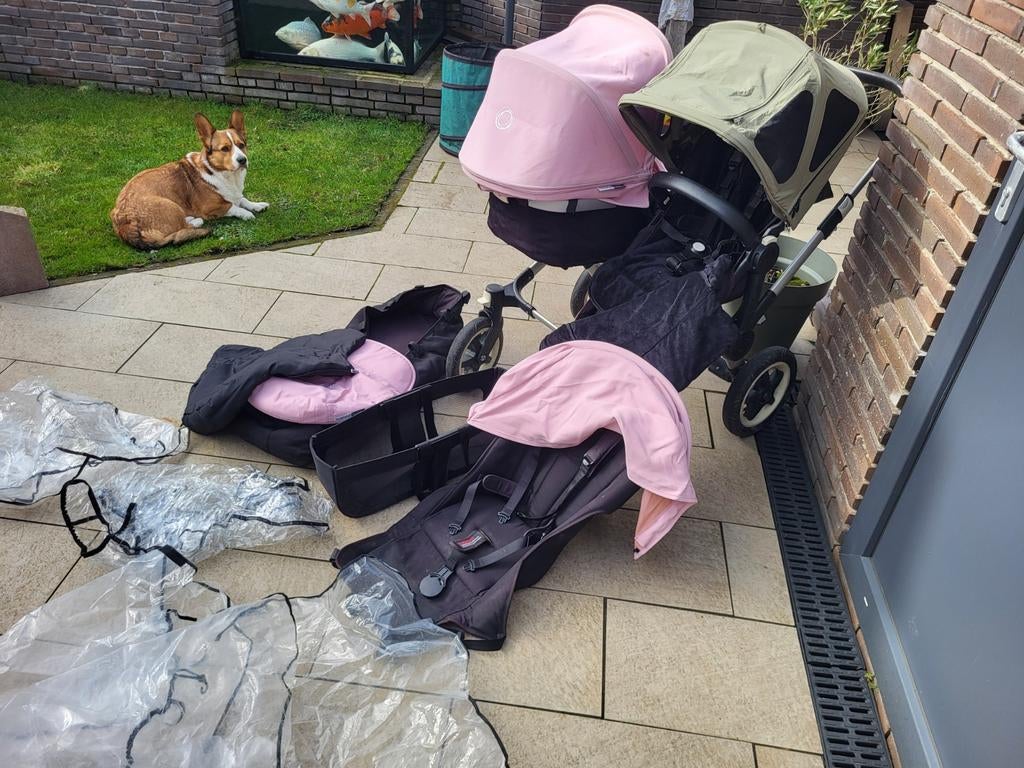 Bugaboo Donkey Duo - Complete set met accessoires, Ophalen, Gebruikt, Bugaboo, Duowagen