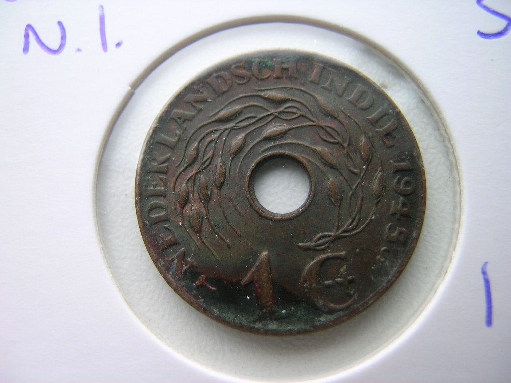 Cent 1945 S Nederlands Indie, Ophalen of Verzenden, Koningin Wilhelmina, 1 cent, Losse munt