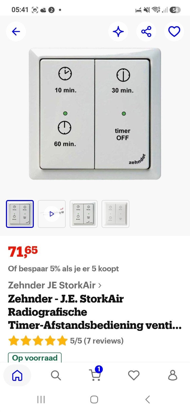 Zehnder StorkAir timer schakelaars. plus ontvanger, Verzenden, Nieuw, Afzuiger