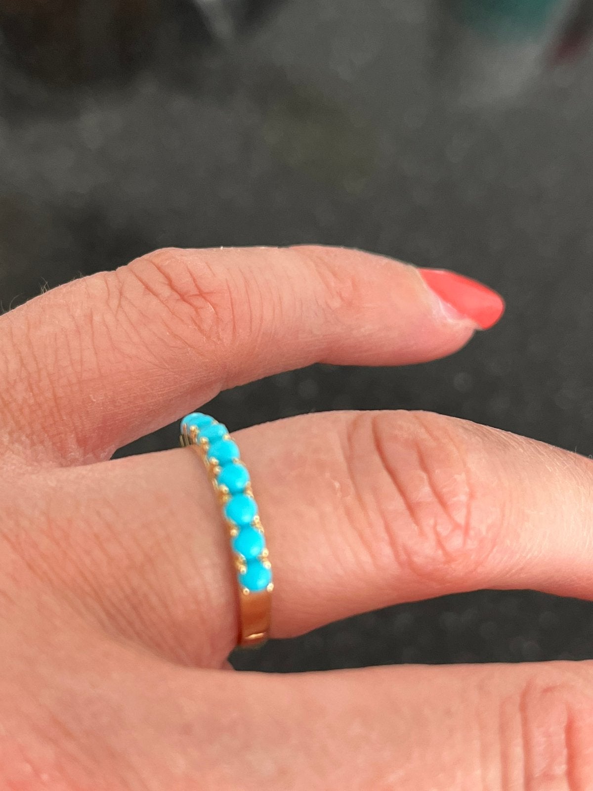 NIEUW 14 karaat gouden ring met turqoise mt17,5 ong, Ophalen, Nieuw, 17 tot 18, Met edelsteen