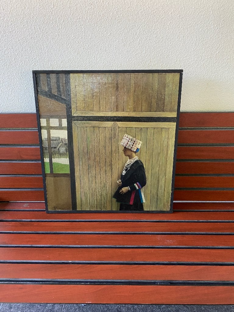 Olieverfschilderij: Vrouw in traditionele kleding, Antiek en Kunst, Kunst | Schilderijen | Klassiek, Ophalen, Doek, Portret of Personen