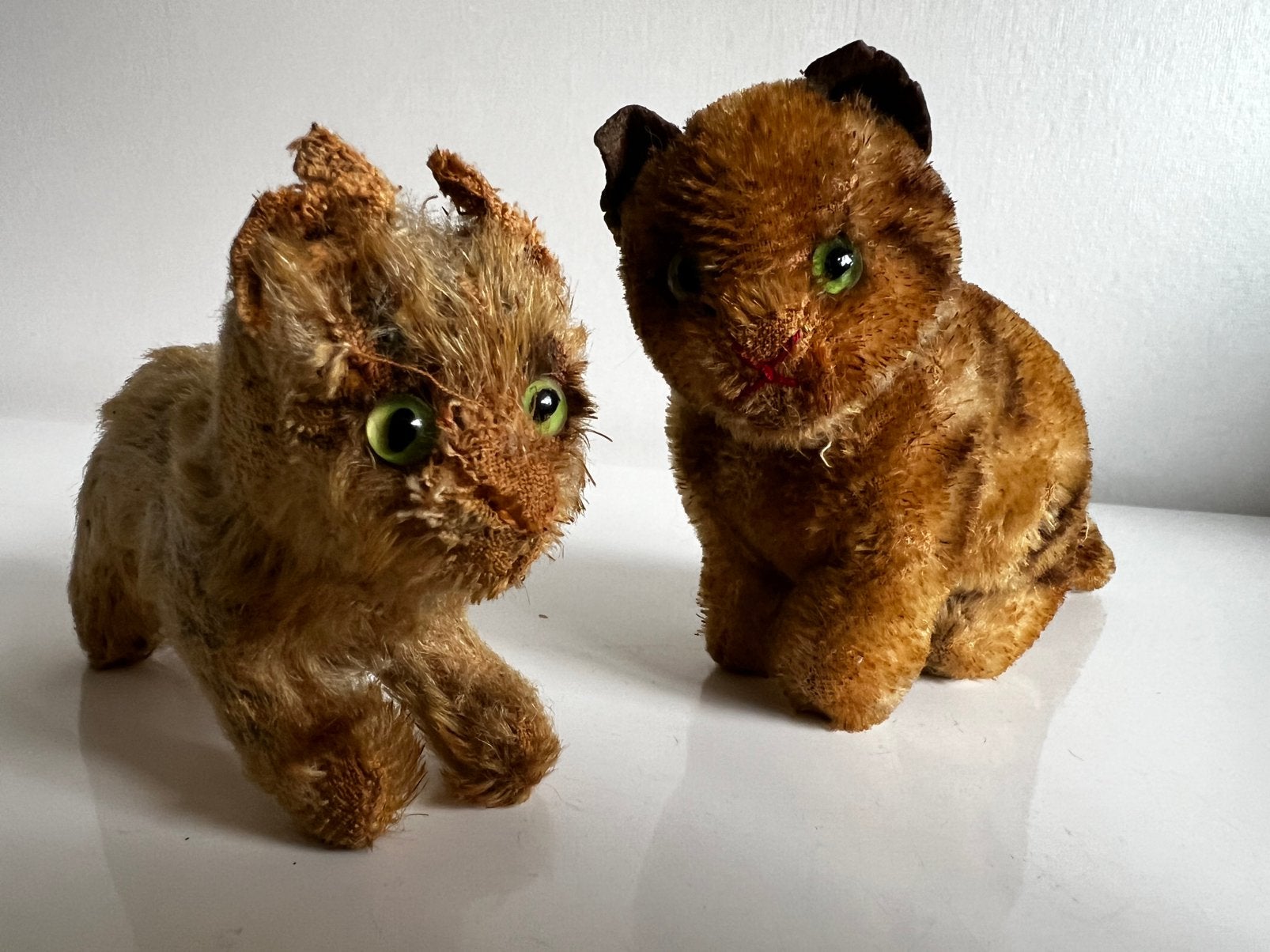 2 Vintage Steiff Mohair Gestreepte Kat Poes Stro jaren 30/40, Ophalen of Verzenden, Zo goed als nieuw, Stoffen beer, Overige merken