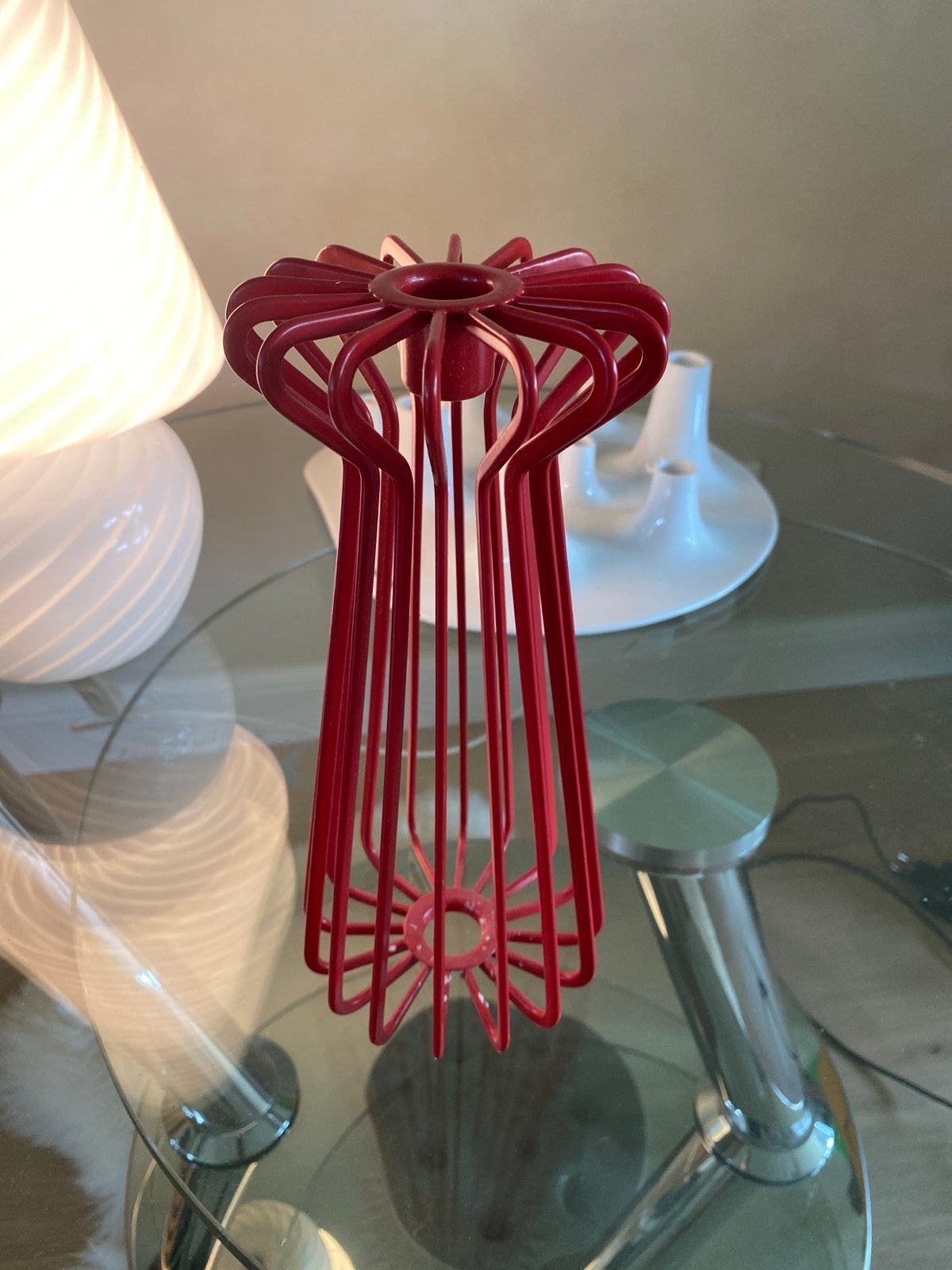 Vintage IKEA Trådig Kandelaar - Rood Metaal, Ophalen of Verzenden, Overige materialen