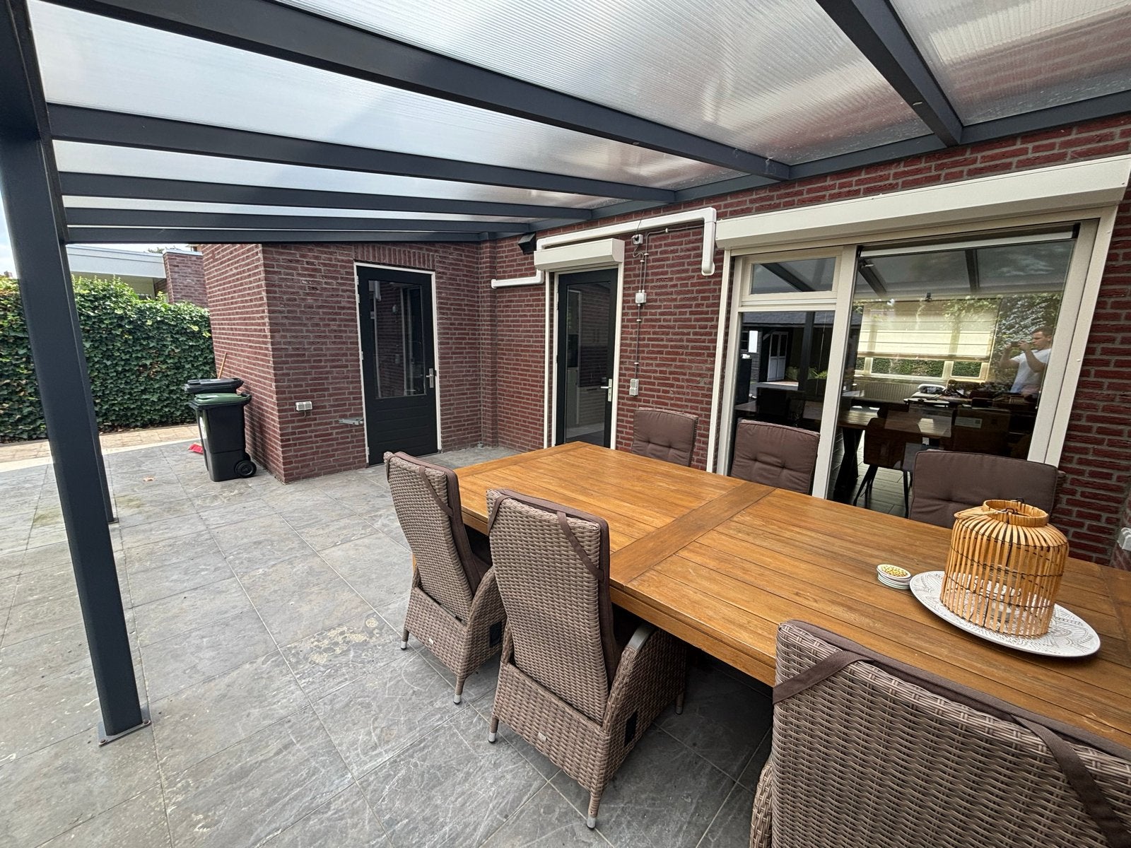 Moderne ruime overkapping 5950 x 4100 mm met verlichting, Ophalen, Zo goed als nieuw, Veranda