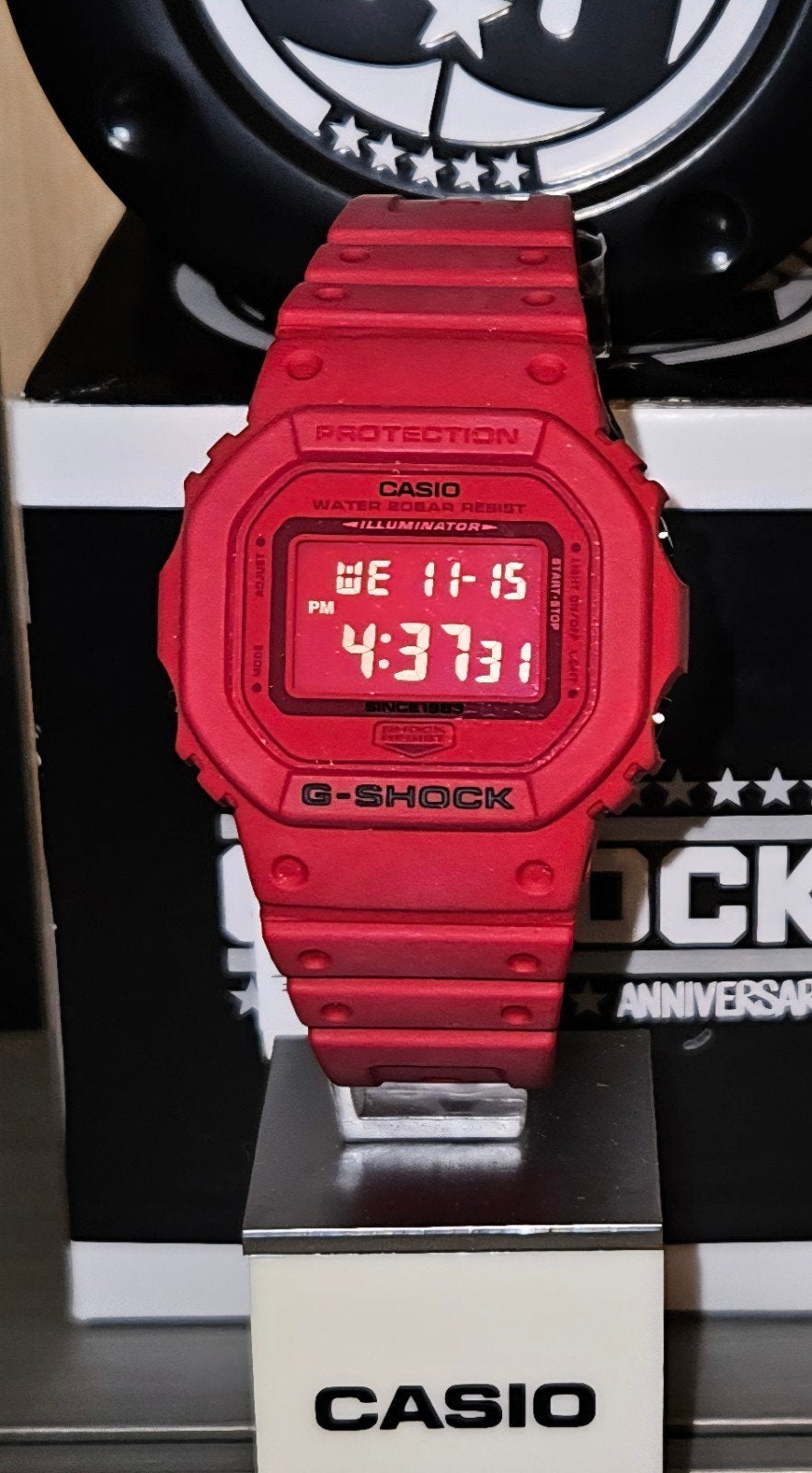 Casio G-Shock DW5635C-4 35th Anniversary Rood Horloge, Casio, Kunststof, Kunststof, Ophalen of Verzenden