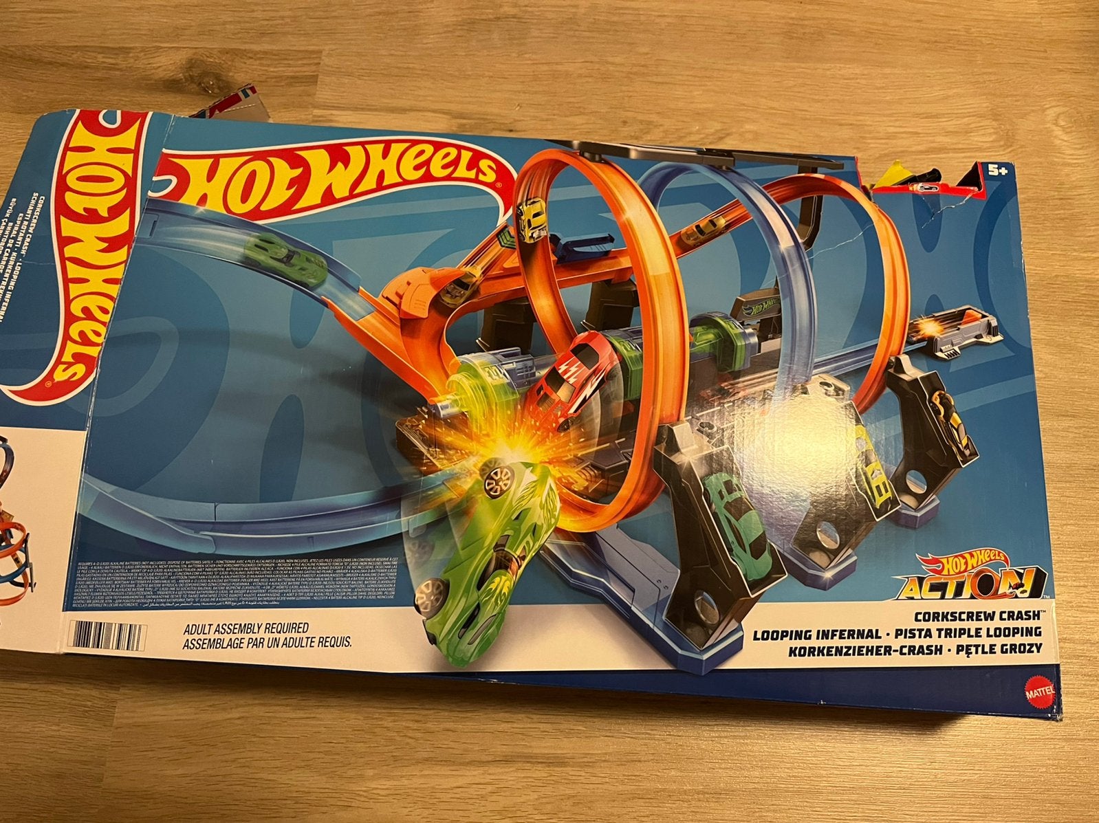Hotwheels racebaan kurkentrekker crash, Ophalen, Racebaan, Zo goed als nieuw, Hot Wheels