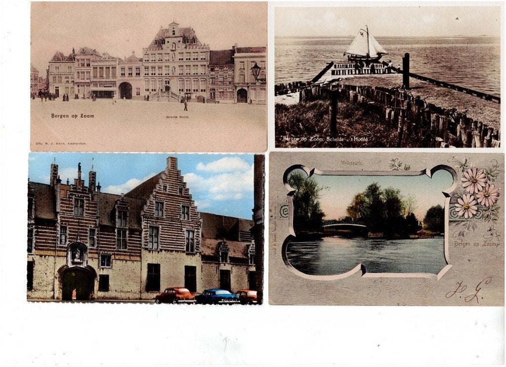 4 Oude Ansichtkaarten Bergen op Zoom en Vlissingen, Boeken, Ophalen of Verzenden, Overige onderwerpen, Onbekend, Gelezen