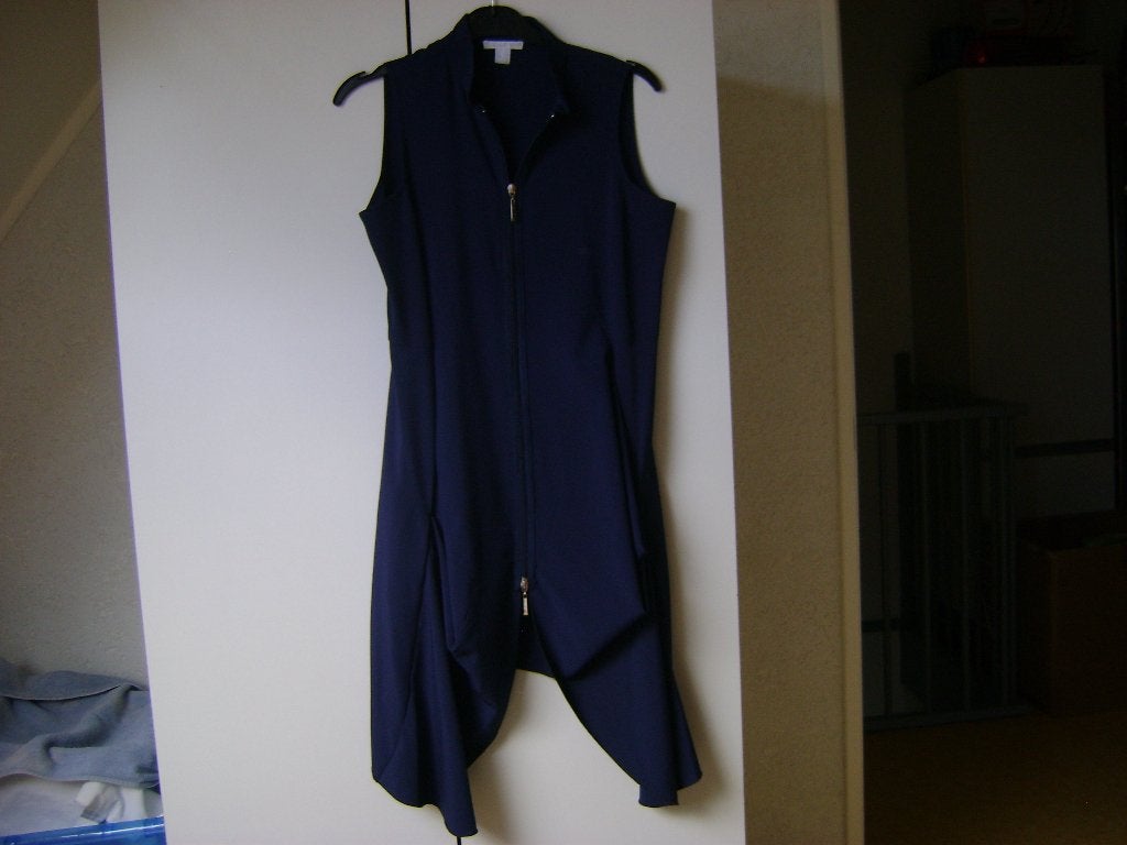 blauwe jurk van dolce vita 36 met lange punten onder en rits, Blauw, Ophalen of Verzenden, Zo goed als nieuw, Knielengte