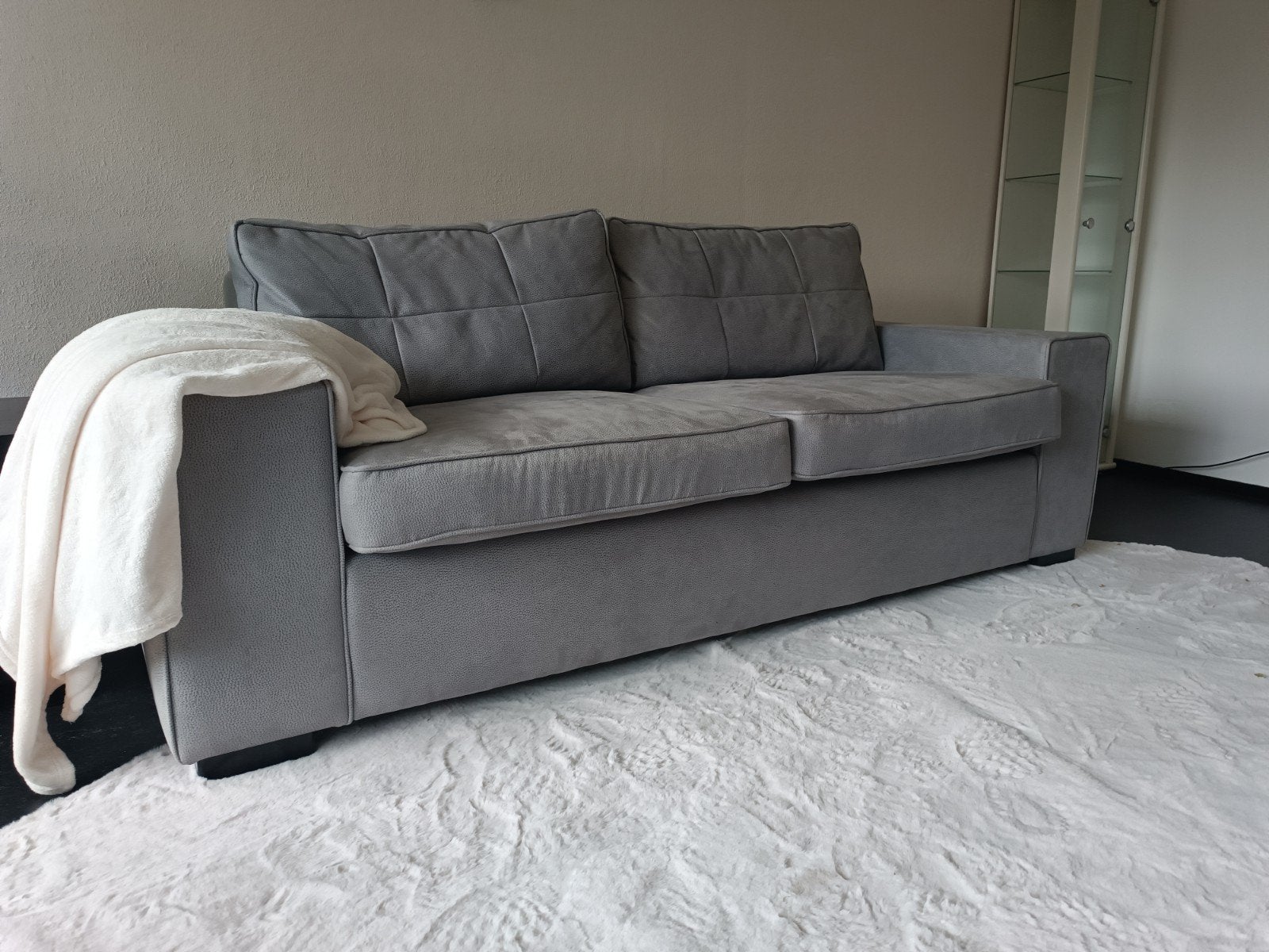 Zgan grijze 2-zitsbank - 212x90x85 cm, 75 tot 100 cm, Ophalen of Verzenden, Rechte bank, Stof
