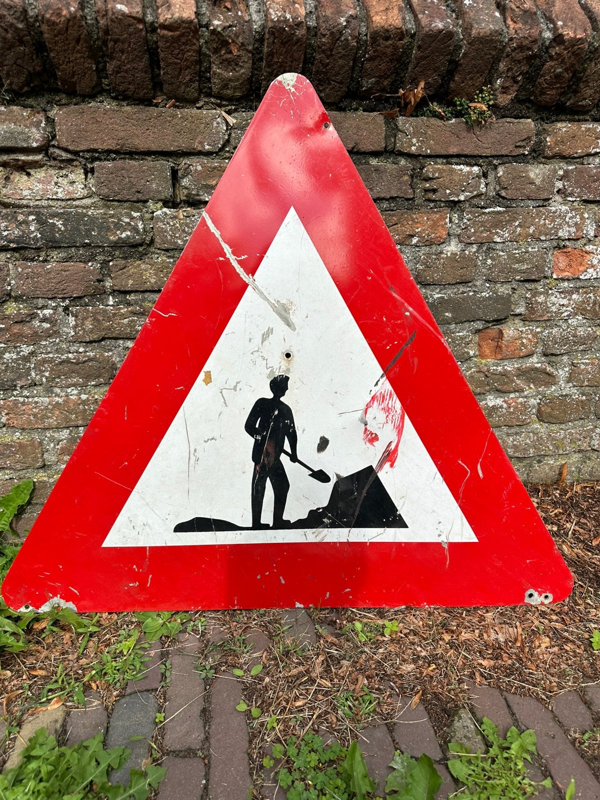 Mancave vintage verkeersbord werk in uitvoering, Ophalen of Verzenden