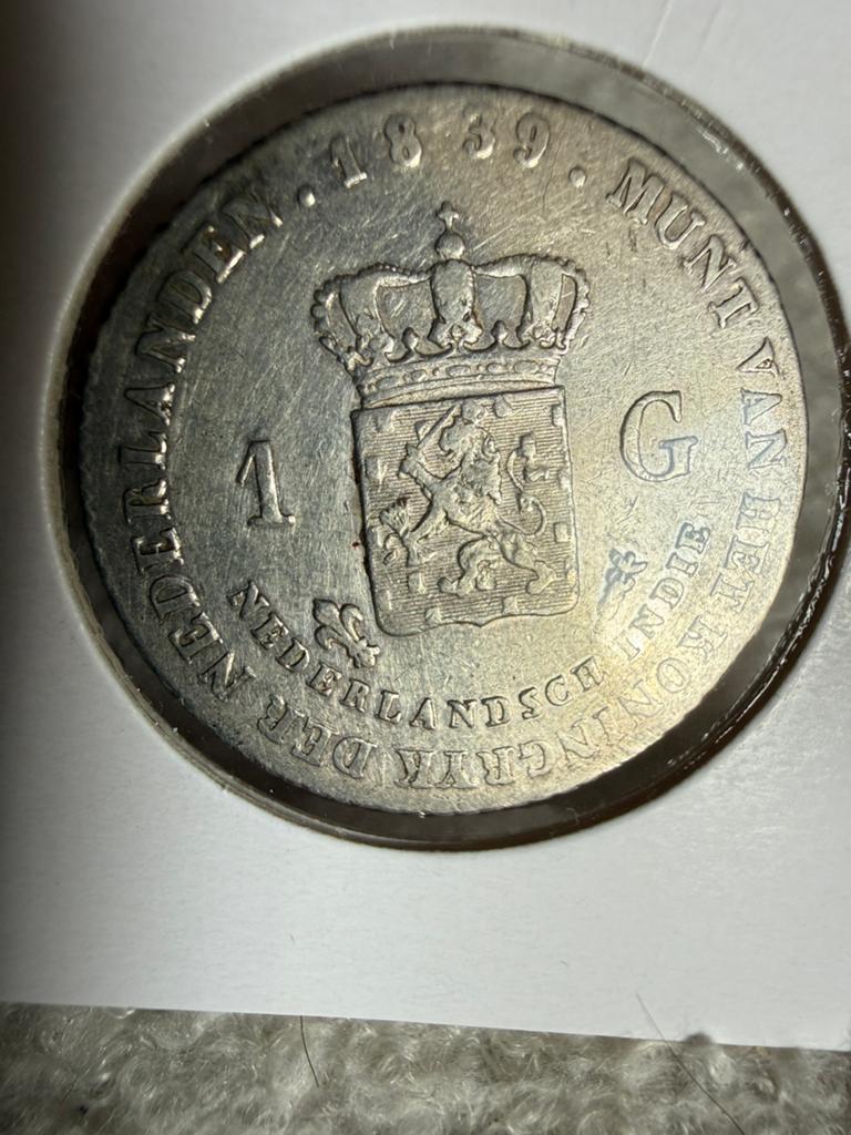 Gulden 1839 Willem I Nederlands Indie., Postzegels en Munten, Munten | Nederland, Zilver, 25 cent, Ophalen of Verzenden, Koningin Wilhelmina